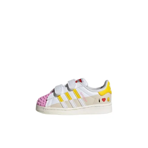 LEGO x Adidas Originals SUPERSTAR CF Устойчивые к истиранию Низкие Кроссовки для скейтбординга Белые Для малышей и детей младшего возраста