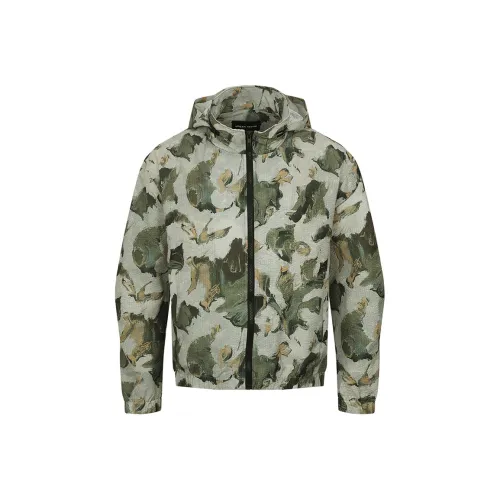 URBAN REVIVO Куртки и Пальто Мужской Серый Зеленый С принтом