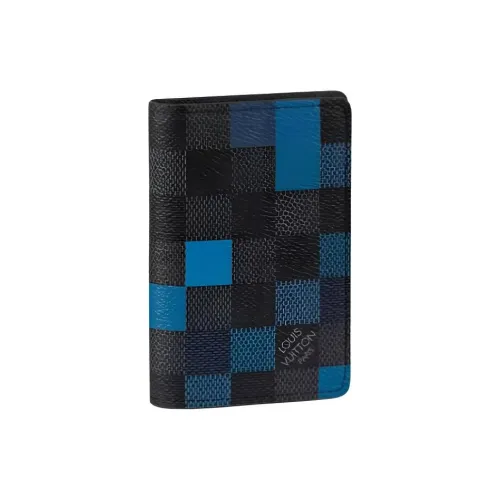 LOUIS VUITTON Pocket Organiser Покрытый холст Кошелек Мужской Синий