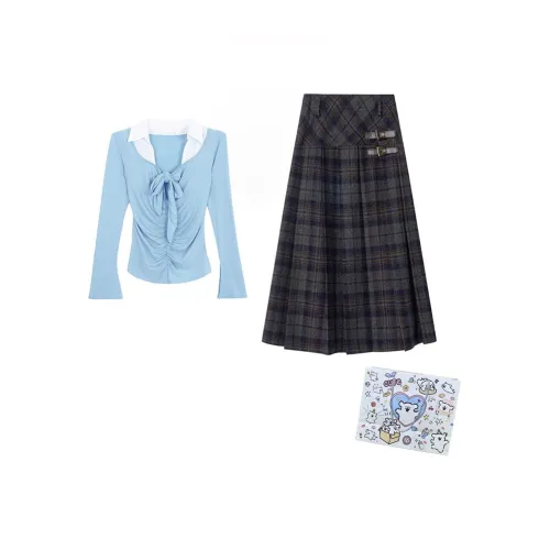 MARIE·COCO Синий топ + Юбка Женские Комплекты с юбкой