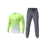 Комплект одежды [Неоново-зеленый топ + Серые штаны]