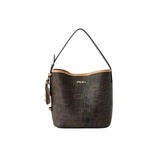 FION Искусственная кожа Сумка через плечо Средняя Женская Кофейно-коричневая