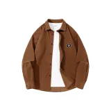 [Вельветовая рубашка] Кофейный (Tb Минималистский стиль Логотип льва на груди)