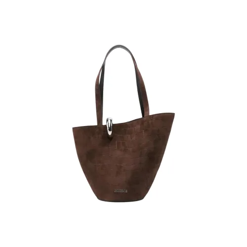 Jacquemus Тисненая замша ведрообразная сумка плечевая сумка среднего размера женская коричневая