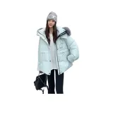 Синий хлопковый пуховик