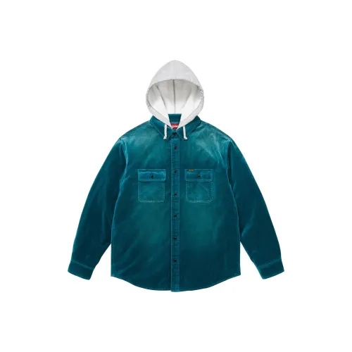 Supreme FW25 Стеганый с подкладкой с капюшоном бархатная рубашка унисекс