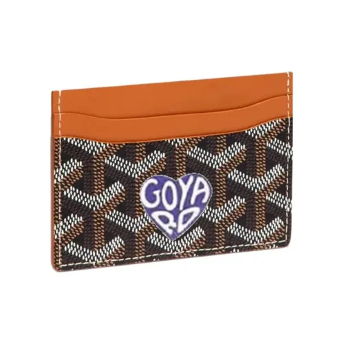 GOYARD Saint Sulpice Холст с кожей Собака's Teeth Картхолдер Картхолдер Унисекс Коричневый Фиолетовый Маленькое сердце