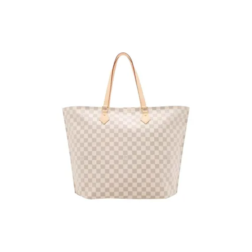 LOUIS VUITTON Покрытый холст с кожаными вставками Тоут Сумка Сумка для покупок Сумка на плечо Сумка среднего размера Женская Экрю