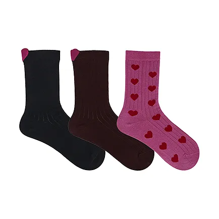 NEIWAI Розовый Full Покрытие Сердце Бежево-коричневый Черный Женские MID Носки до икры