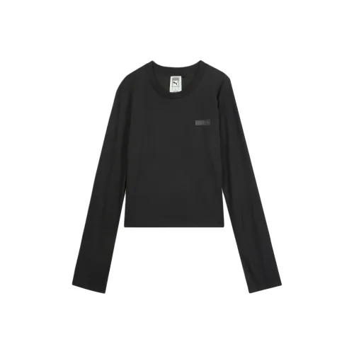 PUMA x ROSÉ Стандартный Маленький Логотип Футболка Женская Черная