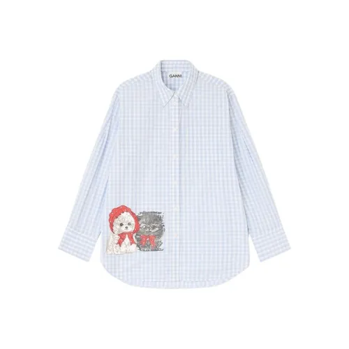 GANNI Блестящая Лавандовая Унисекс Рубашка