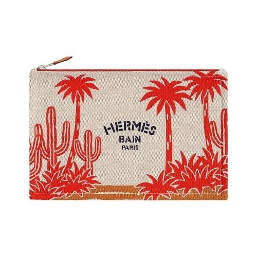 HERMES H Canvas Clutch Women's Multicolor