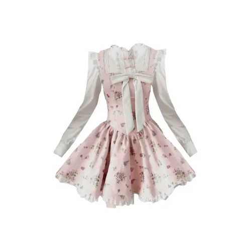 IQC Розовый Женские Длинные Платья с Длинными Рукавами