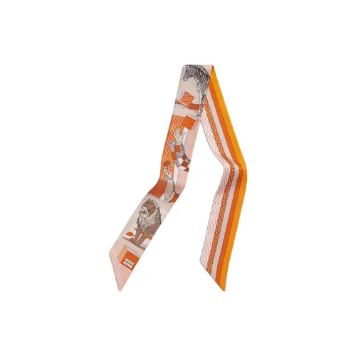 HERMES Шелковые шарфы Унисекс Розовый Абрикос Deep Апельсин Карамель