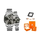 Стальной браслет, настоящий, серый, пара.