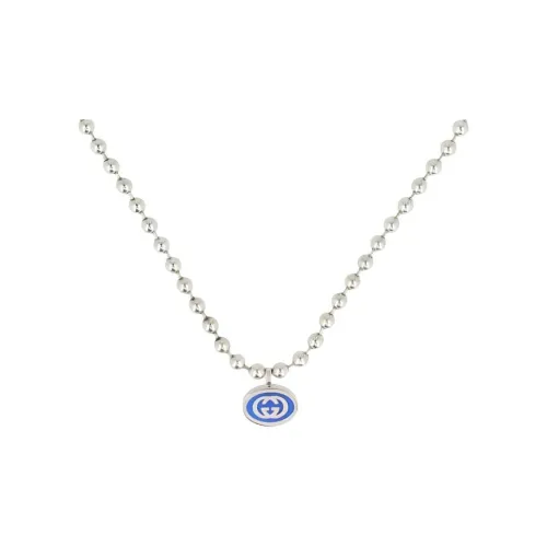 GUCCI Серебряные ожерелья Women's Silver Синий