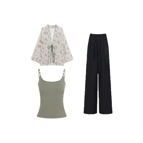 COVT Топ на бретелях Топ+Внешняя рубашка+Брюки Женские Повседневные костюмы