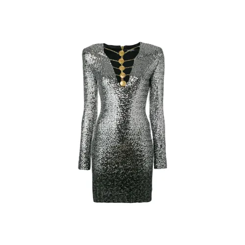 BALMAIN Длинное платье с длинными рукавами женское