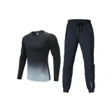 Комплект одежды [Черный и серый топ + королевские синие штаны]