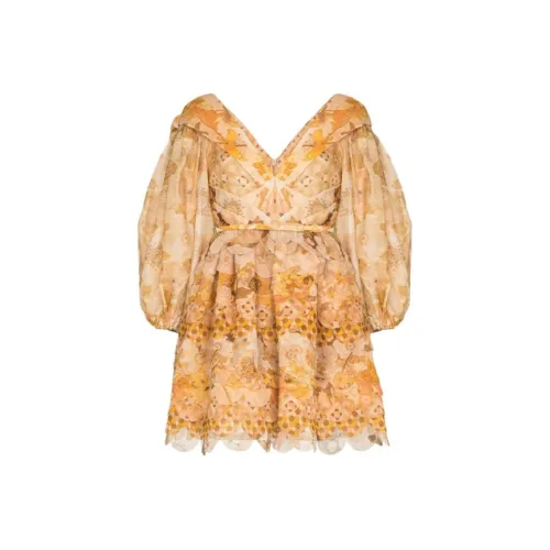 Zimmermann Желтый Женские Длинные Платья с Длинными Рукавами