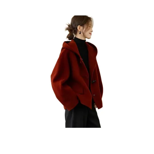 Mo Han Yi Mei Бордово-красное женское пальто