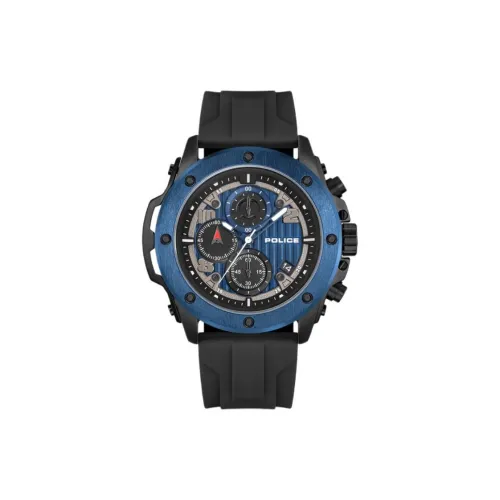 Police Мужские часы Кварцевый механизм Силиконовый ремешок 50,4*51,3 мм Синий циферблат