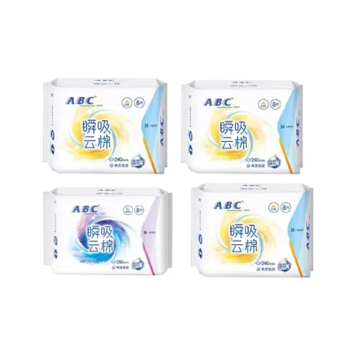 ABC Тонкие Дышащие Мягкие Гигиенические Пads Дружественные к Коже Дневные и Ночные Комбо Набор 4 Штуки