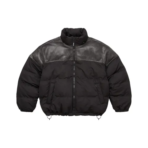 Supreme FW25 WEEK7 Кожа Наплечники Пуховая куртка Унисекс