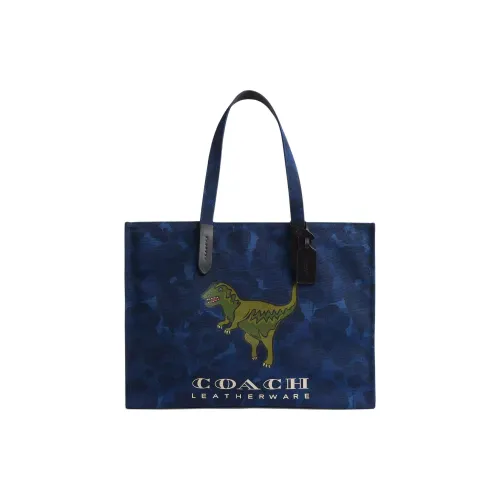 COACH Rexy Холст Тоут Сумка Сумка для покупок Сумка через плечо Большая Мужская Синяя