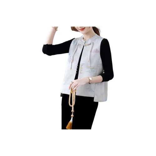 The Temptation Of The Muse Китайский стиль Воротник-стойка Жилет Женские