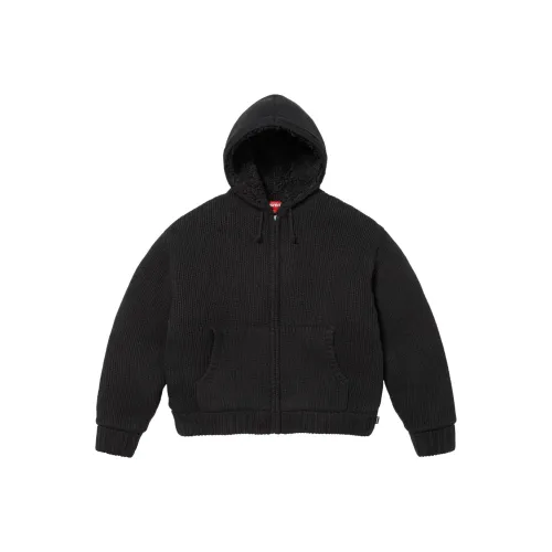 Supreme FW25 Искусственный мех с подкладкой ZIP UP С капюшоном Свитер Унисекс