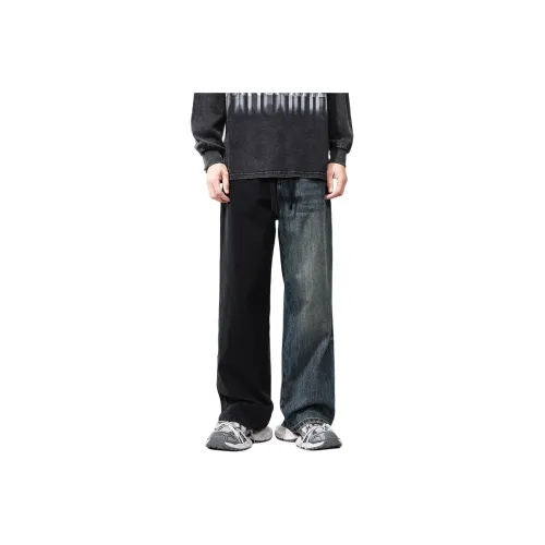 FAIRWHALE Черные с эффектом выцветания Унисекс Джинсы