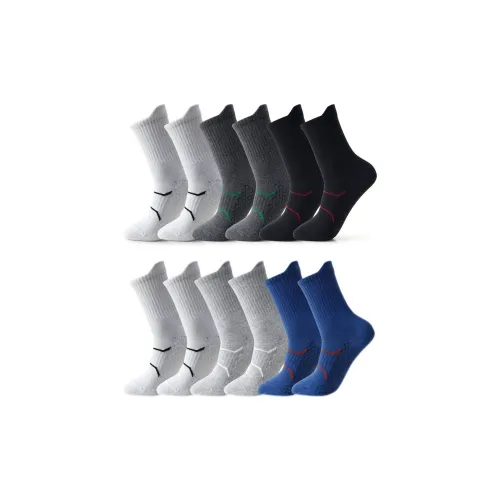NAVIGARE [12 Пачка] 4 Белых + 2 Светло-Серых + 2 Синих + 2 Темно-Серых + 2 Черных Мужские Носки до икры MID