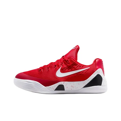 Nike Kobe 9 Slip Resistant Abrasion Resistant Low Топ Детские Баскетбольные кроссовки Красный Белый Подростки
