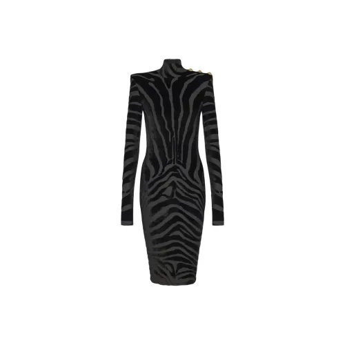 BALMAIN FW25 Длинное платье с длинными рукавами женское