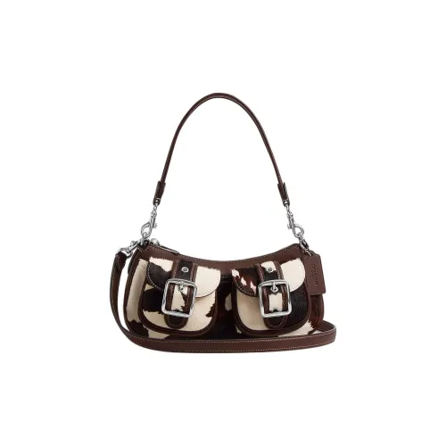 COACH Ashton Printed Телячья кожа Сумка через плечо Сумка на плечо Средняя Женская Коричневая и Белая