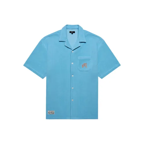 Malbon Golf Collaboration Светло-Синие Мужские Рубашки