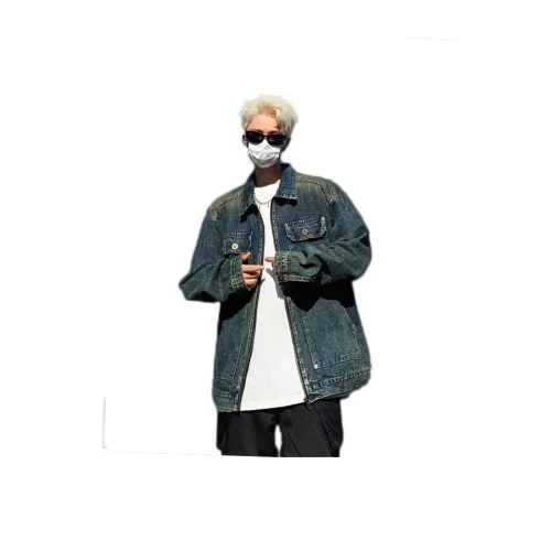 ZHIO 🏍Синий🏍 Модный Универсальный Позиционирование Стиль Унисекс Джинсовые Куртки