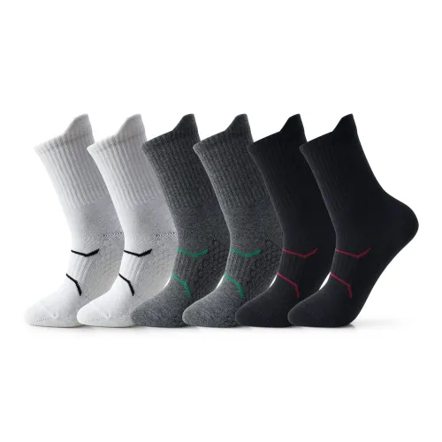 NAVIGARE [6 упаковок] 2 белых + 2 темно-серых + 2 черных мужские носки MID до икры