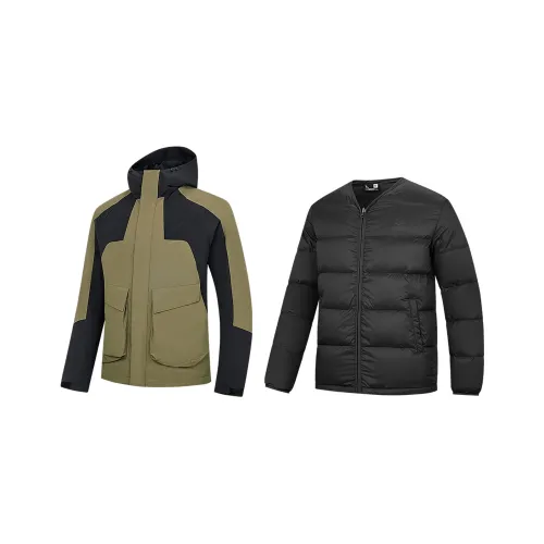 QIAODAN Теплоизоляционный ветровка Мужской Черный Монитор Зеленый