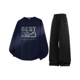 Темно-синий Синий (Бег Friend) + Черный (Бег Friend Логотип на штанах)