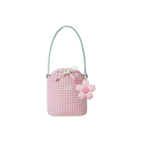 Женская сумка Lee co-branded model ведрообразной формы сумка через плечо розовая клетка