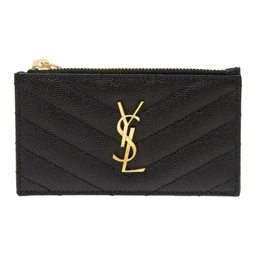 SAINT LAURENT Cassandre Кожа Держатель для карт Монетница Держатель для карт Стандартный Женский Черный