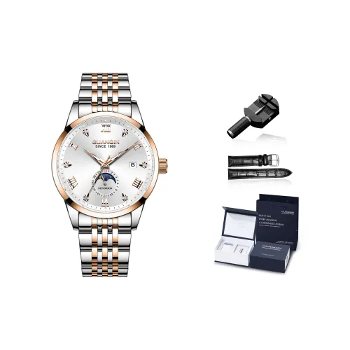 GUANQIN Master Collection Автоматический Механический Механизм Нержавеющая Сталь Ремешок Часы Мужские Серый Циферблат