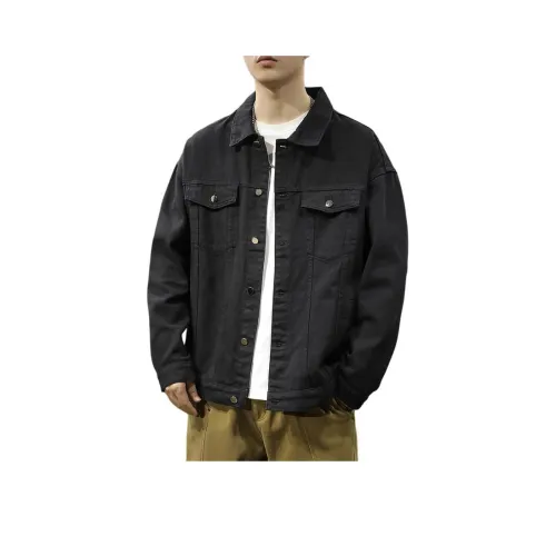 QIANJINNIU Черный Мужской Джинсовый Куртка