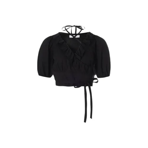 NOT YOUR ROSE SS25 Rosie Облегающая блуза Черная Рубашка Женская Черная