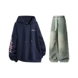 Комплект одежды (Темно-синий топ + Желтые грязные штаны)