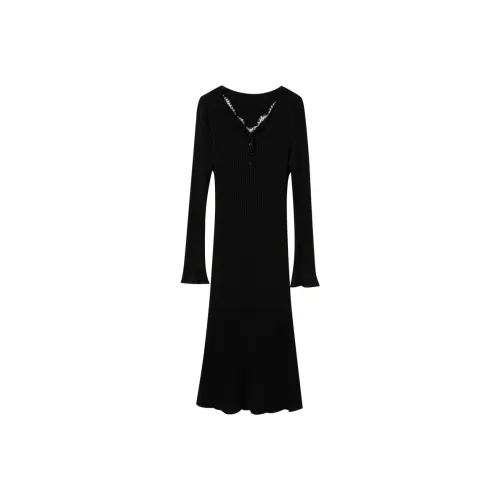 3COLOUR Длинное платье с длинными рукавами женское