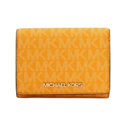 MICHAEL KORS Jet Set Travel Покрытый холст Кошелек Средний Женский Оранжевый Желтый
