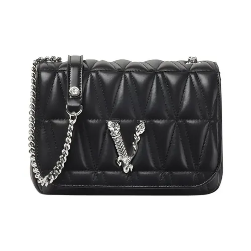 VERSACE Virtus Кожа Evening Bag Сумка через плечо Женская Черная